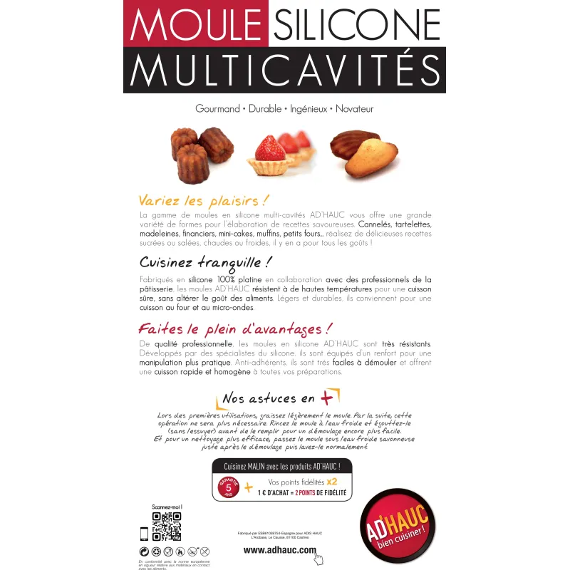 Moule Silicone 8 Cannelés AD'HAUC