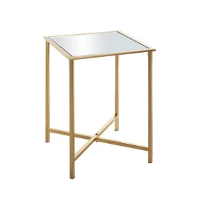 Table d'appoint Dorée en Métal laqué et plateau en miroir | 3 Suisses